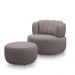 Conjunto Sala de estar Decorativo Mariele Poltrona Base Giratória em Aço com Puff Couro Avelã G88 - Gran Belo