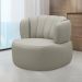 Conjunto Sala de estar Decorativo Mariele Poltrona Base Giratória em Aço com Puff Couro Bege G88 - Gran Belo