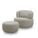 Conjunto Sala de estar Decorativo Mariele Poltrona Base Giratória em Aço com Puff Couro Bege G88 - Gran Belo