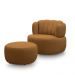 Conjunto Sala de estar Decorativo Mariele Poltrona Base Giratória em Aço com Puff Couro Caramelo G88 - Gran Belo