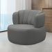 Conjunto Sala de estar Decorativo Mariele Poltrona Base Giratória em Aço com Puff Couro Grafite G88 - Gran Belo