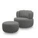 Conjunto Sala de estar Decorativo Mariele Poltrona Base Giratória em Aço com Puff Couro Grafite G88 - Gran Belo