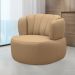 Conjunto Sala de estar Decorativo Mariele Poltrona Base Giratória em Aço com Puff Couro Nude G88 - Gran Belo
