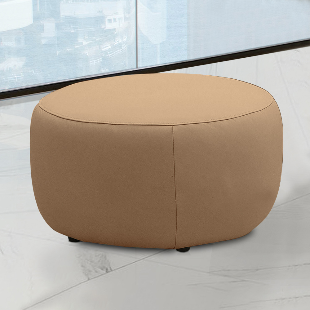 Conjunto Sala de estar Decorativo Mariele Poltrona Base Giratória em Aço com Puff Couro Nude G88 - Gran Belo
