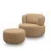 Conjunto Sala de estar Decorativo Mariele Poltrona Base Giratória em Aço com Puff Couro Nude G88 - Gran Belo