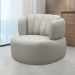Conjunto Sala de estar Decorativo Mariele Poltrona Base Giratória em Aço com Puff Couro Off White G88 - Gran Belo