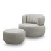 Conjunto Sala de estar Decorativo Mariele Poltrona Base Giratória em Aço com Puff Couro Off White G88 - Gran Belo