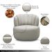 Conjunto Sala de estar Decorativo Mariele Poltrona Base Giratória em Aço com Puff Couro Off White G88 - Gran Belo