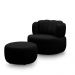 Conjunto Sala de estar Decorativo Mariele Poltrona Base Giratória em Aço com Puff Couro Preto G88 - Gran Belo