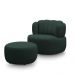 Conjunto Sala de estar Decorativo Mariele Poltrona Base Giratória em Aço com Puff Couro Verde Musgo G88 - Gran Belo