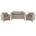 Conjunto Sofá 2 Lugares com 2 Poltronas Pés Palito Lubbock Couro Bege G58 - Gran Belo