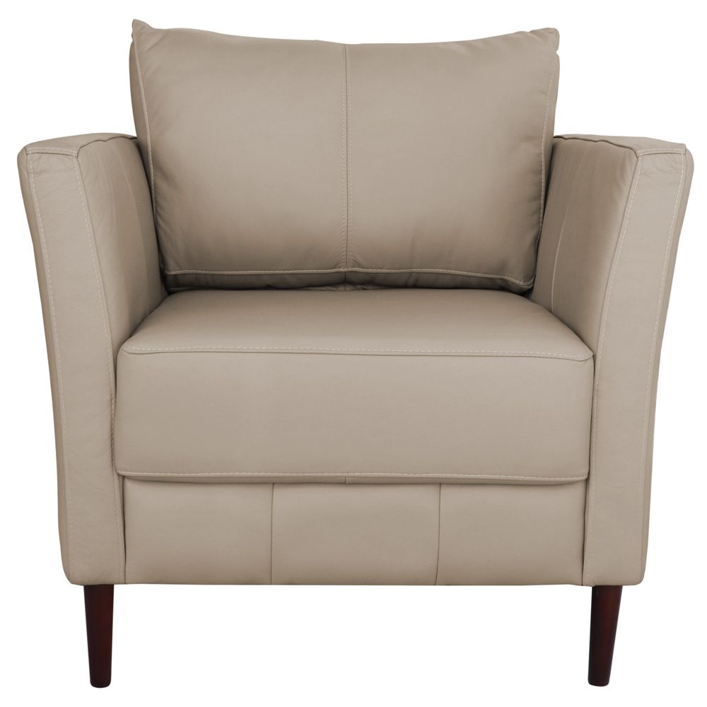 Conjunto Sofá 2 Lugares com 2 Poltronas Pés Palito Lubbock Couro Bege G58 - Gran Belo