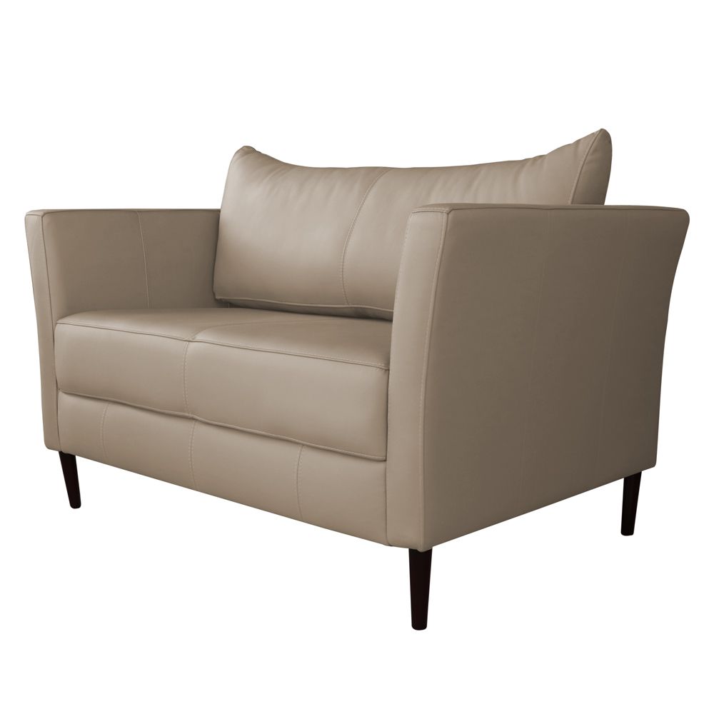 Conjunto Sofá 2 Lugares com 2 Poltronas Pés Palito Lubbock Couro Bege G58 - Gran Belo