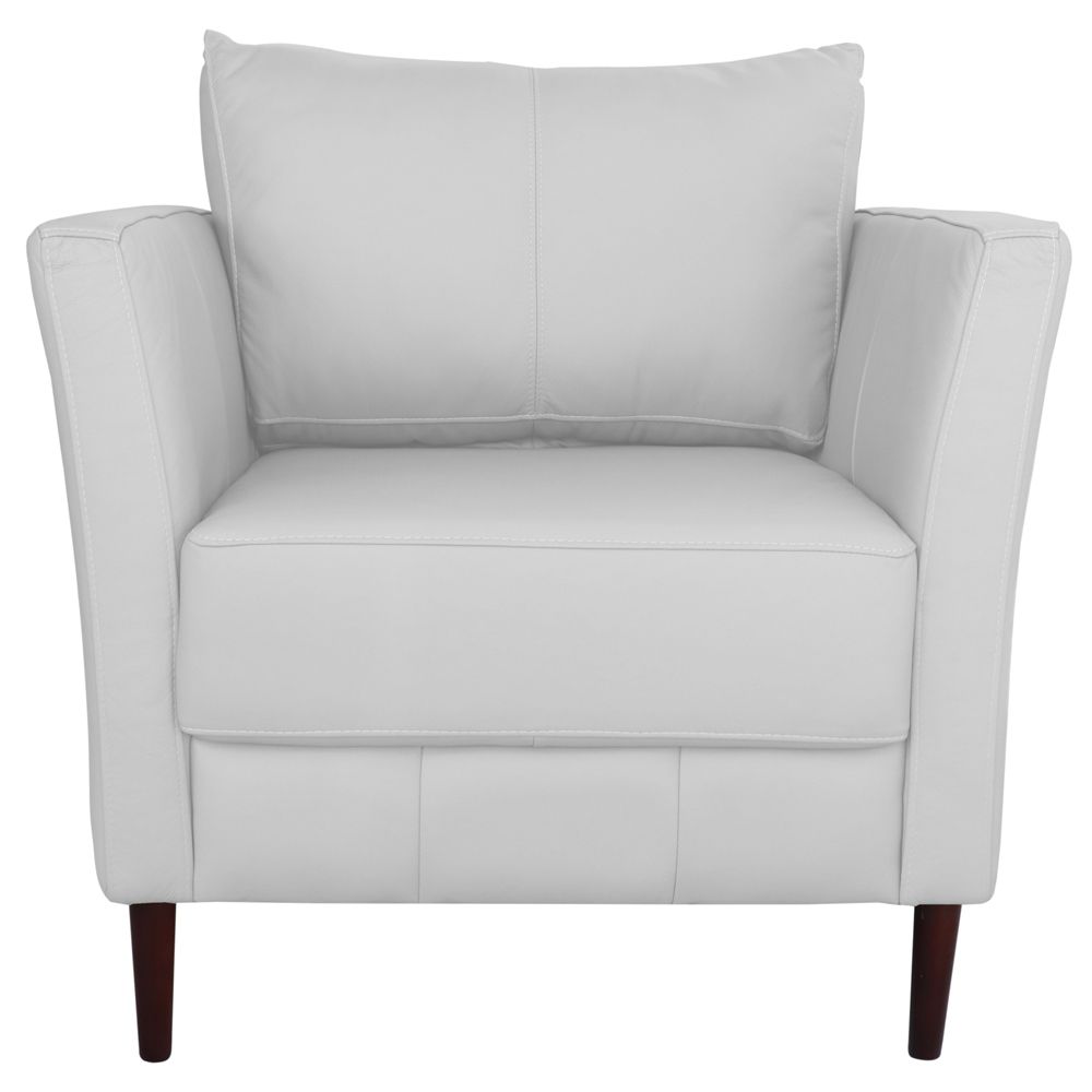 Conjunto Sofá 2 Lugares com 2 Poltronas Pés Palito Lubbock Couro Branco G58 - Gran Belo