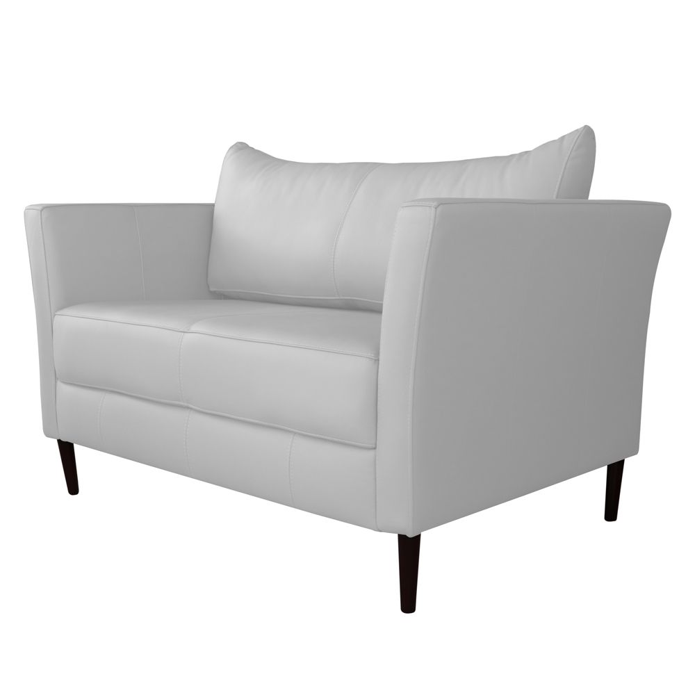 Conjunto Sofá 2 Lugares com 2 Poltronas Pés Palito Lubbock Couro Branco G58 - Gran Belo