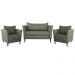 Conjunto Sofá 2 Lugares com 2 Poltronas Pés Palito Lubbock Couro Fendi G58 - Gran Belo