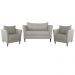 Conjunto Sofá 2 Lugares com 2 Poltronas Pés Palito Lubbock Couro Off White G58 - Gran Belo