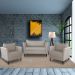 Conjunto Sofá 2 Lugares com 2 Poltronas Pés Palito Lubbock Couro Off White G58 - Gran Belo