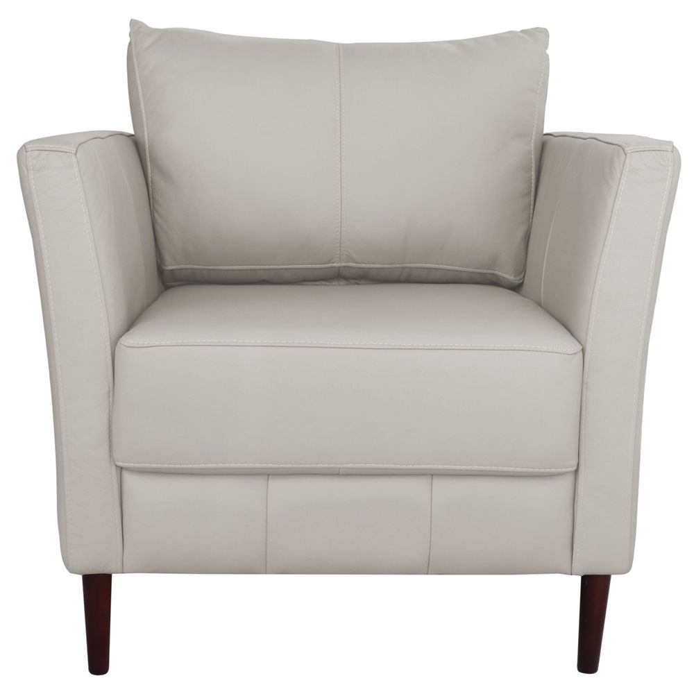 Conjunto Sofá 2 Lugares com 2 Poltronas Pés Palito Lubbock Couro Off White G58 - Gran Belo