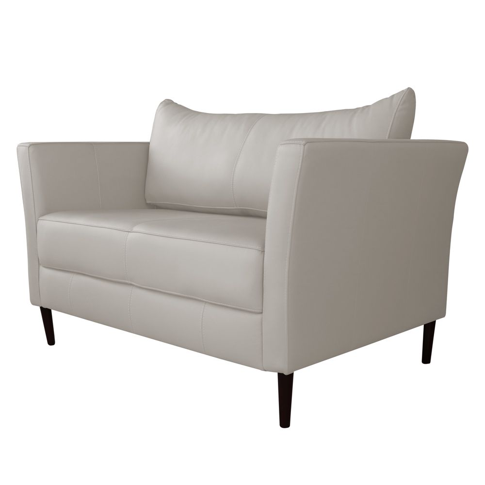 Conjunto Sofá 2 Lugares com 2 Poltronas Pés Palito Lubbock Couro Off White G58 - Gran Belo