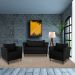 Conjunto Sofá 2 Lugares com 2 Poltronas Pés Palito Lubbock Couro Preto G58 - Gran Belo