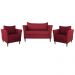 Conjunto Sofá 2 Lugares com 2 Poltronas Pés Palito Lubbock Couro Vermelho - Gran Belo