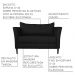 Conjunto Sofá 2 Lugares com Poltrona Pés Palito Lubbock Couro Preto G58 - Gran Belo
