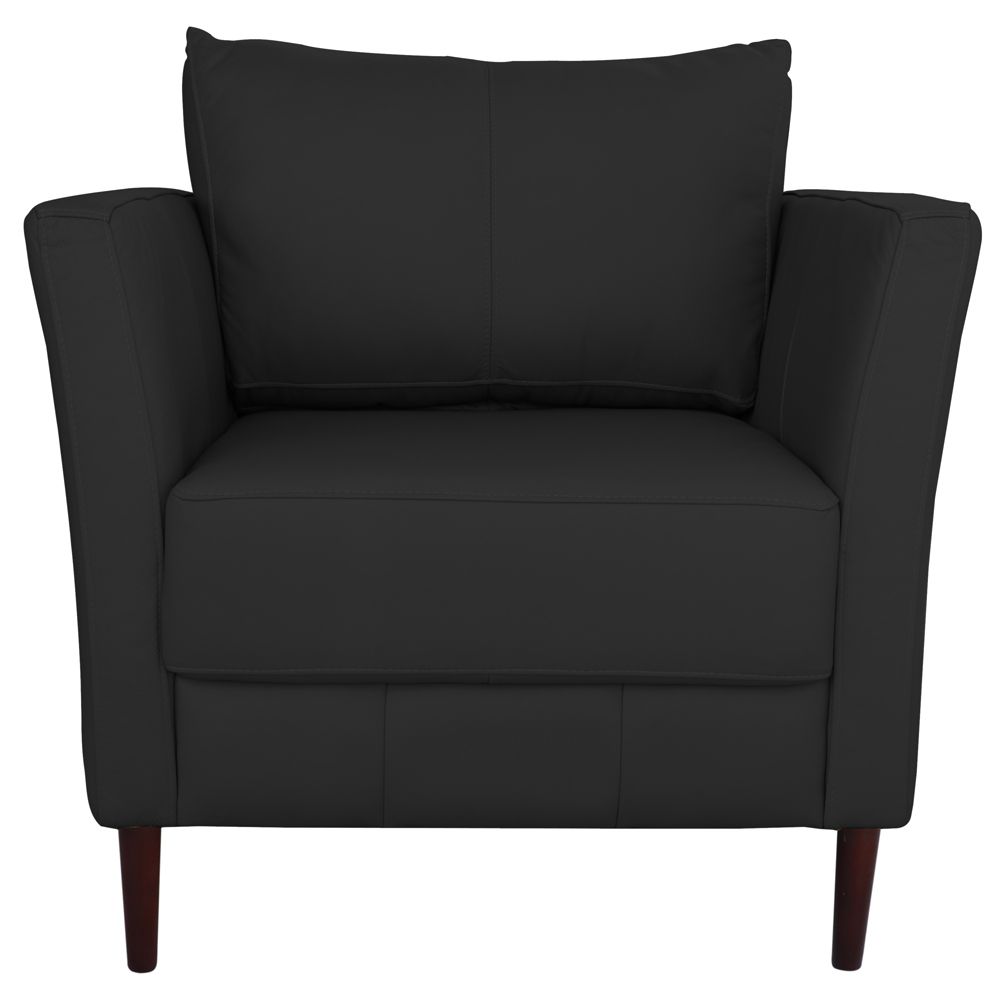 Conjunto Sofá 2 Lugares com Poltrona Pés Palito Lubbock Couro Preto G58 - Gran Belo