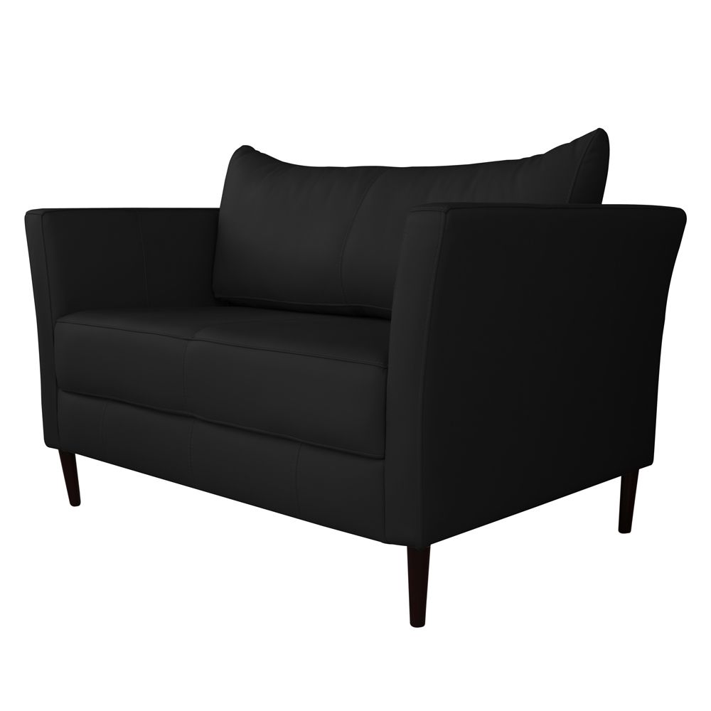 Conjunto Sofá 2 Lugares com Poltrona Pés Palito Lubbock Couro Preto G58 - Gran Belo