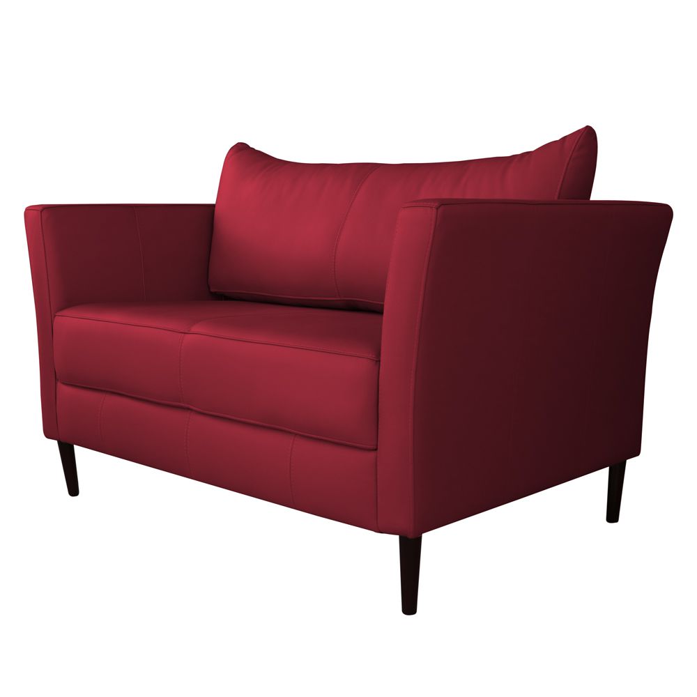 Conjunto Sofá 2 Lugares com Poltrona Pés Palito Lubbock Couro Vermelho G58 - Gran Belo