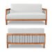 Conjunto Sofá Namoradeira e Poltrona Sala de Estar Pés Madeira Maciça Corda Náutica Preta Manila PU Branco G63 - Gran Belo