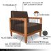 Conjunto Sofá Namoradeira e Poltrona Sala de Estar Pés Madeira Maciça Corda Náutica Preta Manila PU Marrom G63 - Gran Belo