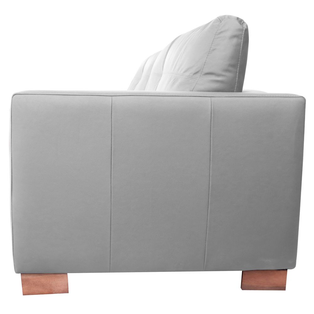 Conjunto Sofá Sala de Estar kenny Pés Madeira Couro Cinza G43 - Gran Belo