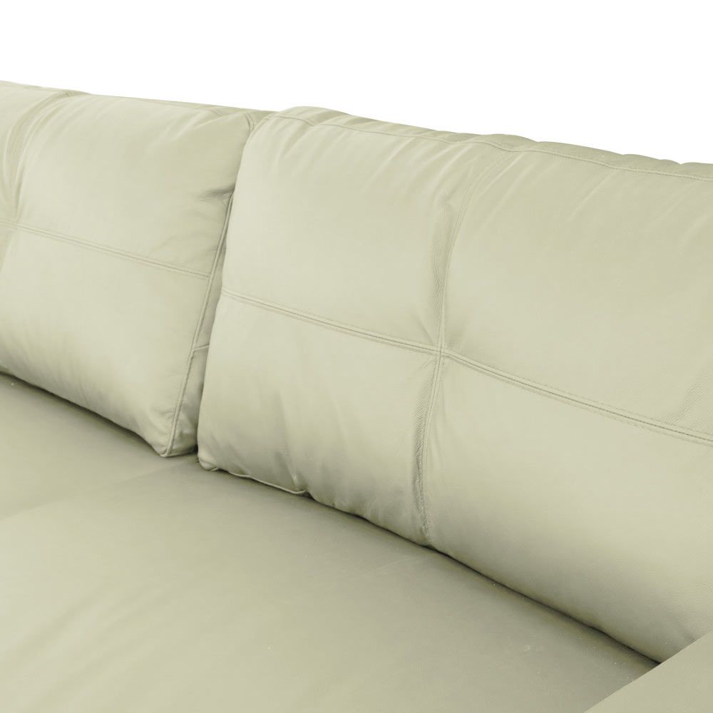 Conjunto Sofá Sala de Estar kenny Pés Madeira Couro Off White G43 - Gran Belo