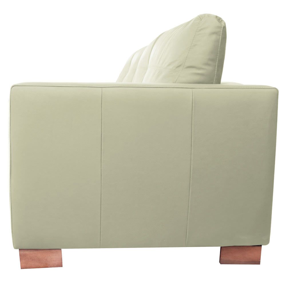 Conjunto Sofá Sala de Estar kenny Pés Madeira Couro Off White G43 - Gran Belo