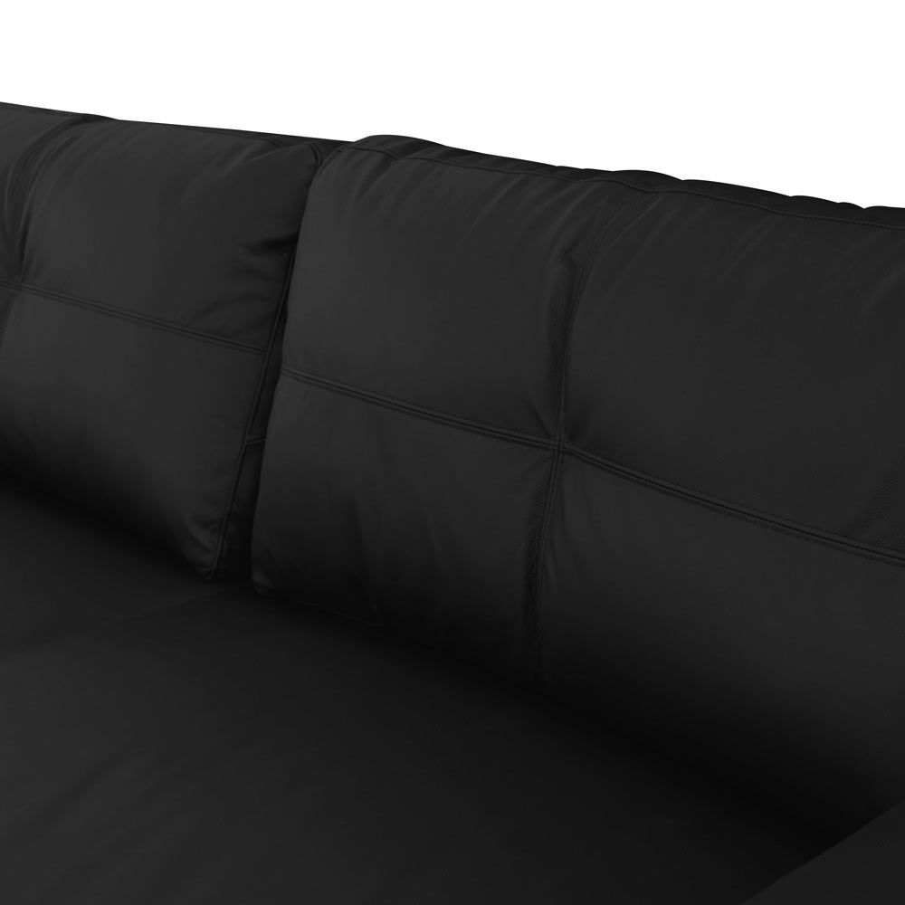 Conjunto Sofá Sala de Estar kenny Pés Madeira Couro Preto G43 - Gran Belo