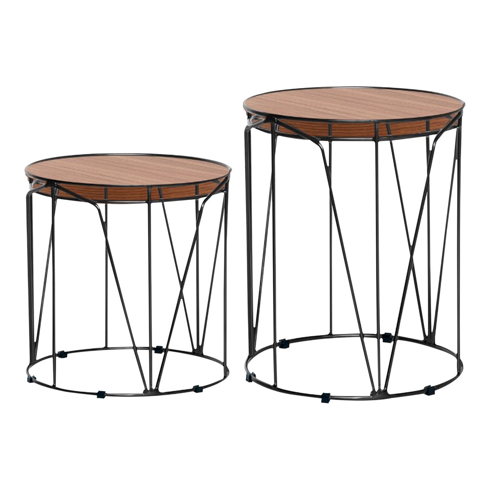 Conjunto de Mesas de Canto Rionegro 51cm e Solimões 39cm Bases Pretas G41 - Gran Belo