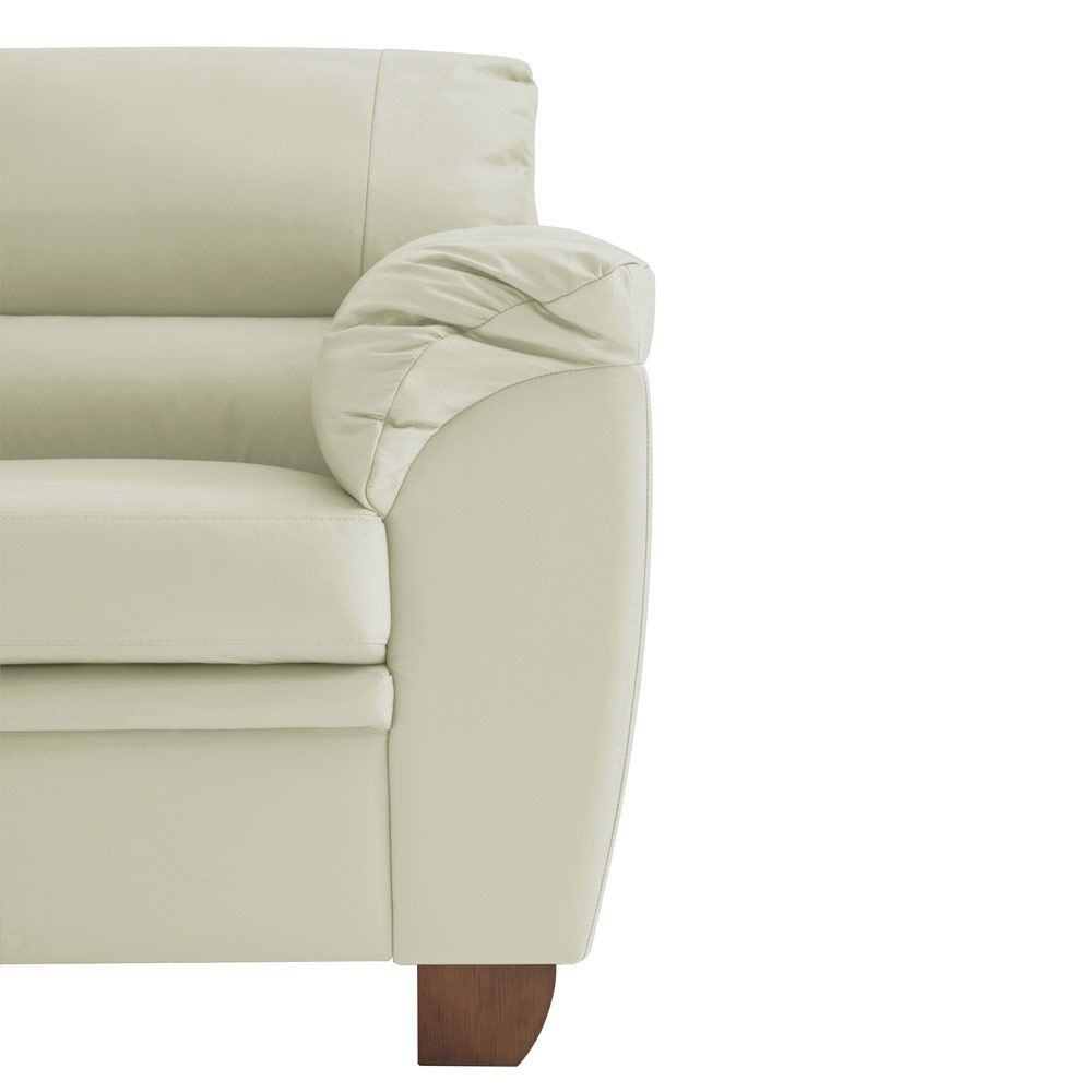 Conjunto de Sofás 2 e 3 Lugares Sala de Estar Pés em Madeira Nauru Couro Off White - Gran Belo