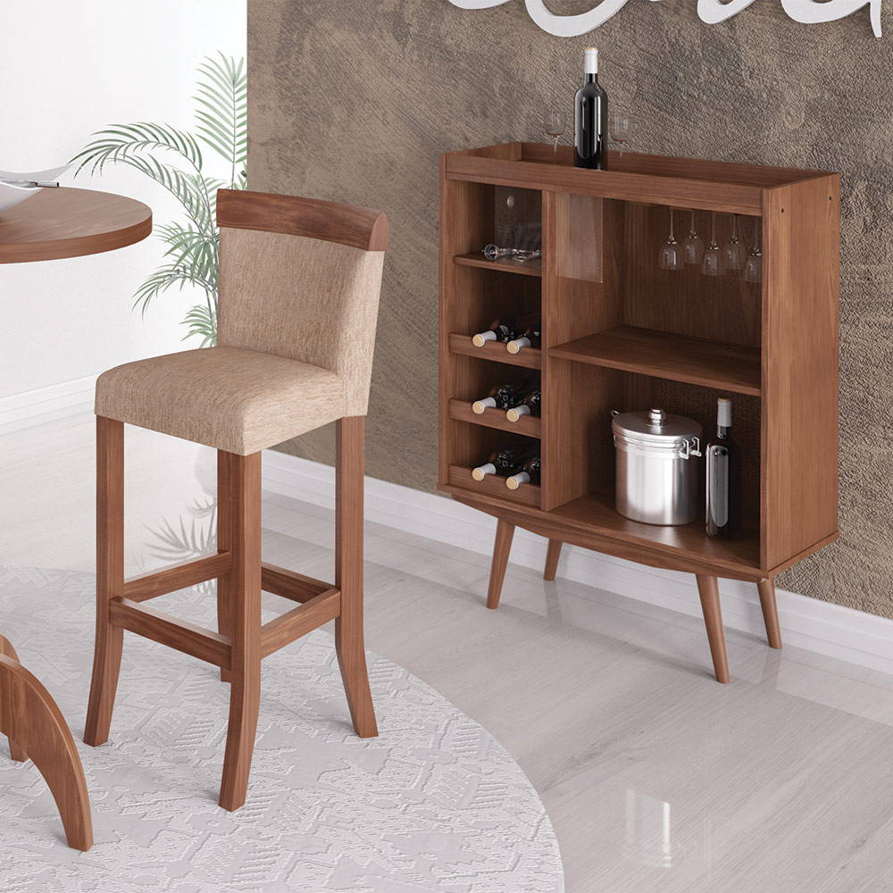 Cristaleira Bar com Nicho Adega Sala de Estar Clear Imbuia G42 - Gran Belo