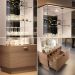 Cristaleira Decorativa Peggy Nicho Adega com LED Portas de Vidro Castanho/Off White G26 - Gran Belo