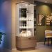 Cristaleira Decorativa Peggy com LED Nicho Adega Portas de Vidro Castanho/Off White G26 - Gran Belo