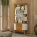 Cristaleira Decorativa Swank 2 Gavetas Iluminação Led Espelho MDP Cinamomo/OffWhite G97 - Gran Belo