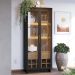 Cristaleira Decorativa Tenerife Com Portas de Vidro e Adega LED MDF/MDP Preto/Noce G73 - Gran Belo