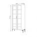 Cristaleira Decorativa Vitória com 3 Prateleiras e 2 Portas de Vidro Iluminação LED Pés Metálicos Dourados Off White/Freijó G18 - Gran Belo
