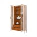 Cristaleira Decorativa Vitória com 3 Prateleiras e 2 Portas de Vidro Iluminação LED Pés Metálicos Dourados Off White/Freijó G18 - Gran Belo