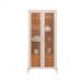 Cristaleira Decorativa Vitória com 3 Prateleiras e 2 Portas de Vidro Iluminação LED Pés Metálicos Dourados Off White/Freijó G18 - Gran Belo