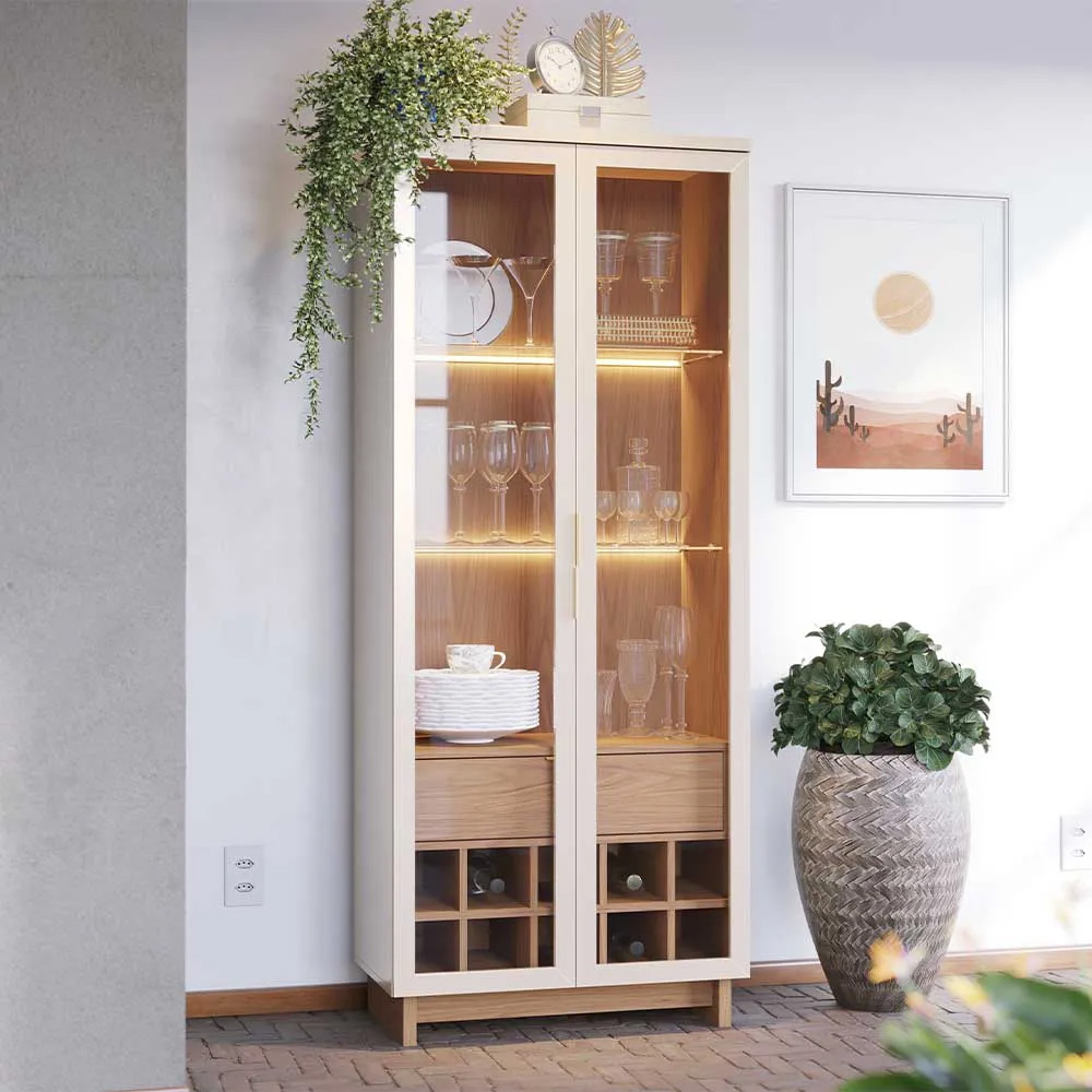 Cristaleira Decorativa com Led Tenerife G73 - Gran Belo