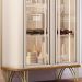Cristaleira Decorativo com LED Portas de Vidro Texas Off White/Cinamomo G26 - Gran belo