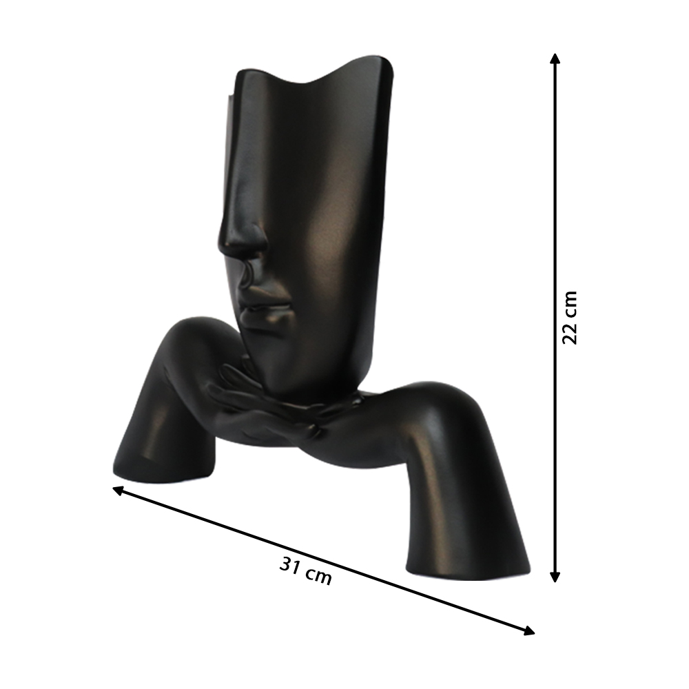 Escultura Decorativa Mascara Descanso Preto Fosco G07 - Gran Belo