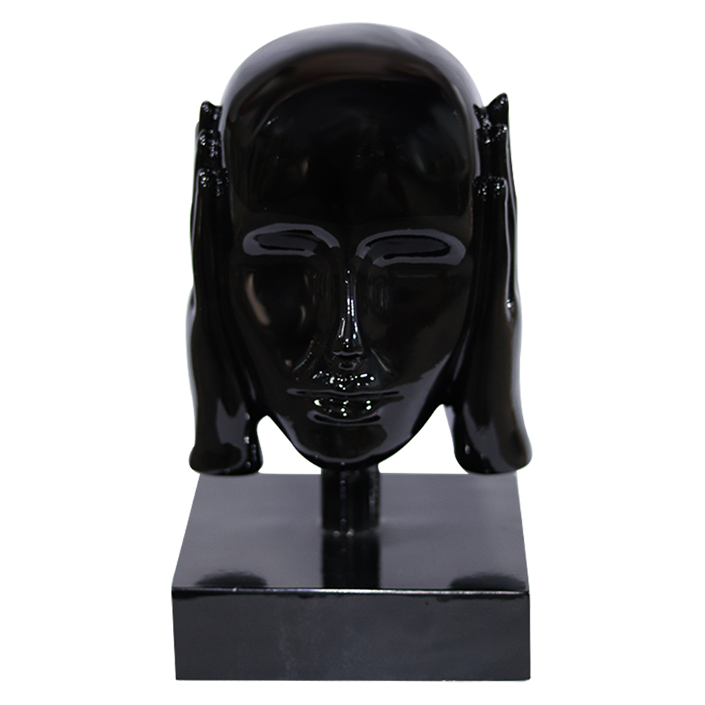 Escultura Decorativa Mascara Rosto Surdo Preto G07 - Gran Belo